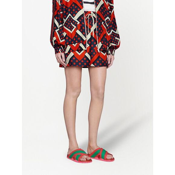 NIB Gucci Agrado Rubber Sandals EU 36 US 6 Web Slide Slip On Coral Crisscross - Picture 2 of 9